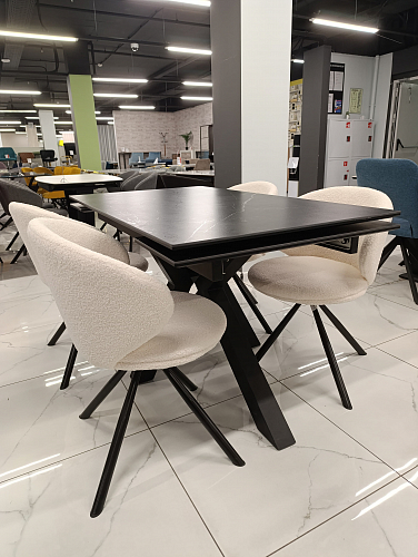 Керамический стол Бронхольм 140(200)х80х77 черный мрамор / черный из шоурума 2